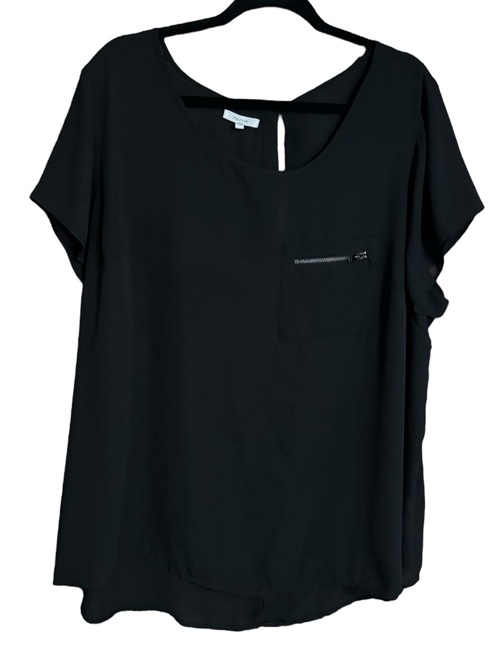 Maurices Black Zipper Pocket Top Sz 2